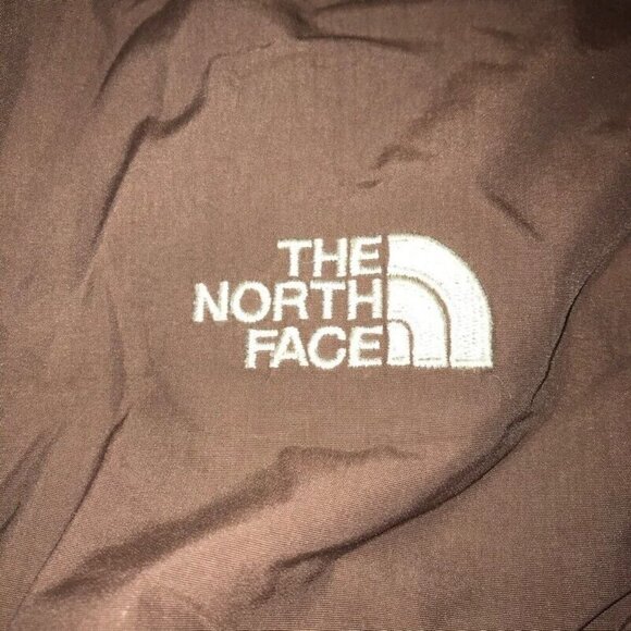 North Face Hyvent Girls Down Jacket Brown Faux Fur Trim Hooded Belt Zip Small - Picture 5 of 10